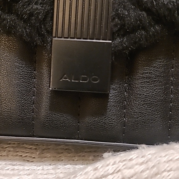 Aldo Black Quilted Faux Fur & Leather Top-Handle Crossbody Bag - Picture 2 of 5